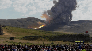 Spectator's view of NASA's SLS booster test / Screenshot of NASA livefeed 