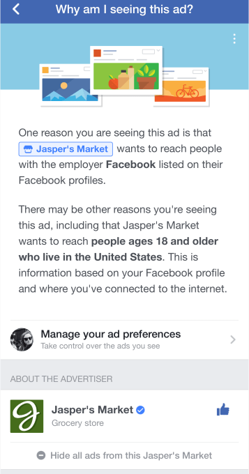 Facebook Why ad