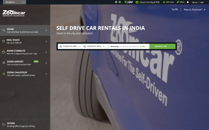 zoomcar website