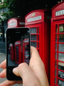 This is a photo of a phone taking a photo of a phone. 