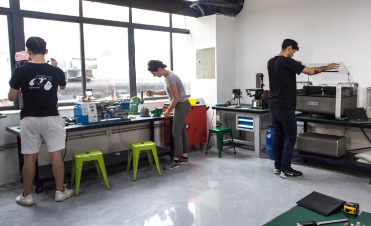 Waterjet cutters used to take up most of a room. Wazer's machine is small enough to fit in a workshop. 