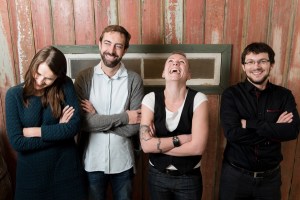 The Iris AI cross-European team at 500 Nordics demo day. Anita Schjøll Brede, the company's CEO, is third from the left.
