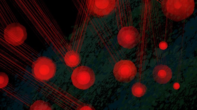 red spots on black background