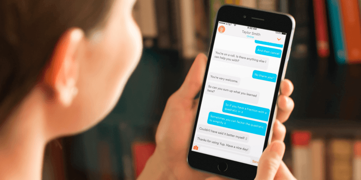 A tutoring session on the Yup app. 