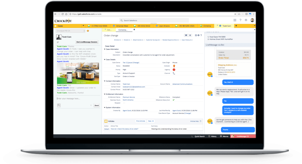 Salesforce Service Cloud Live Messaging interface