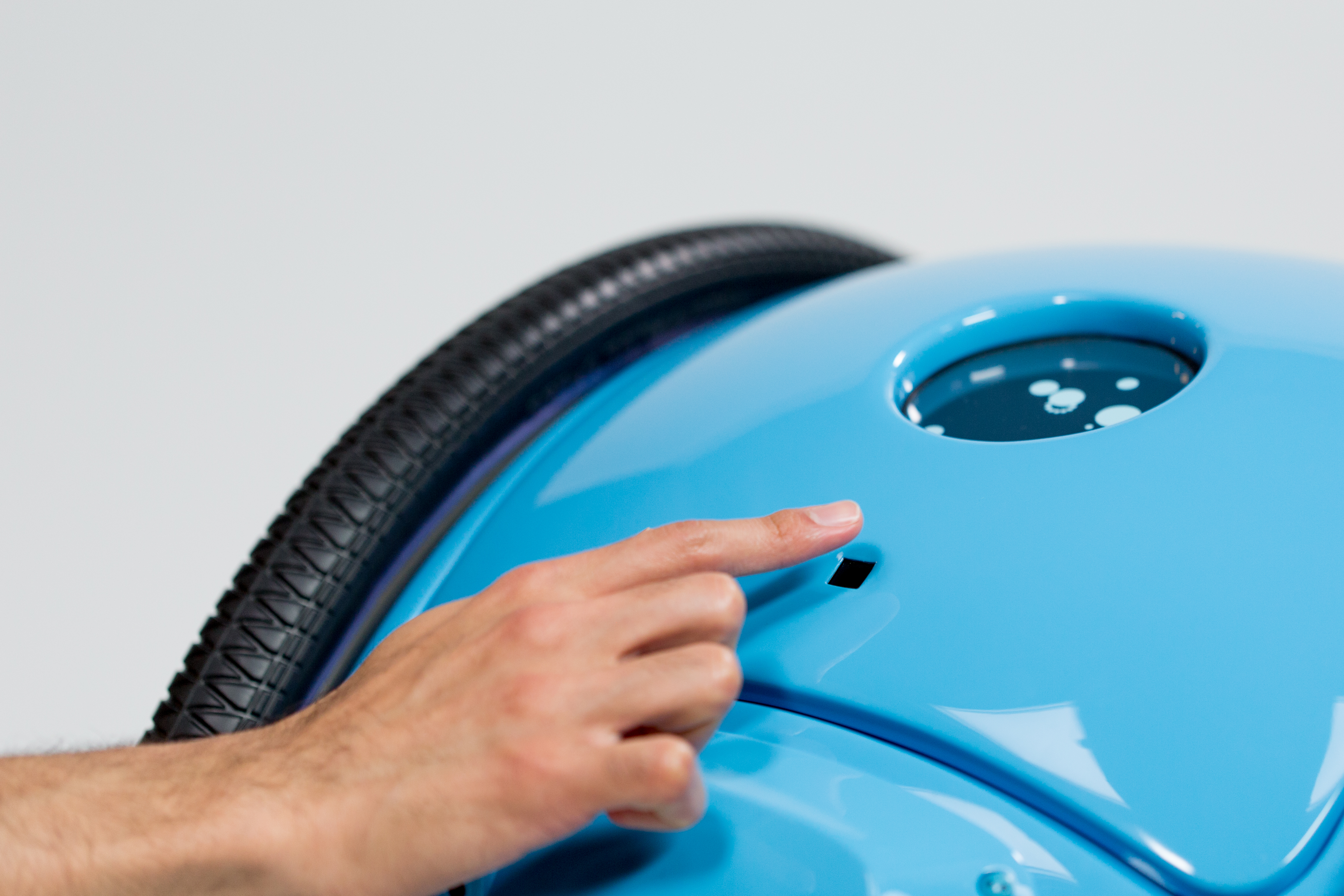 The biometric lock on the Gita, a cargo carrying robot from Piaggio Fast Forward. 