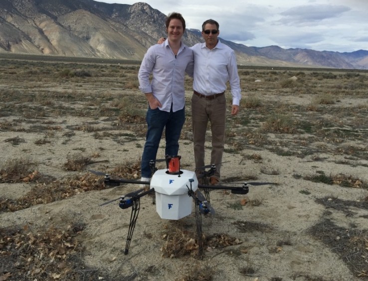 Flirtey CEO Matt Sweeny with Menlo VC's Mark A. Siegel in Hawthorne, Nevada. 