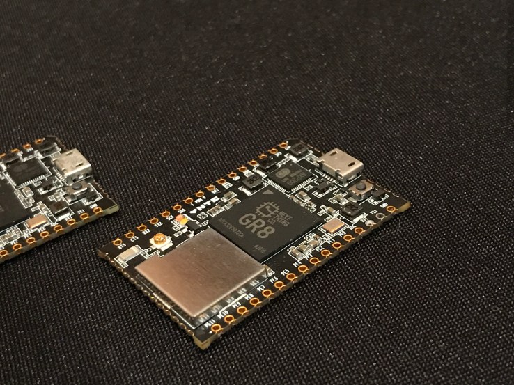 The heart and brains of the operation is a Chip Pro, which is easily machine-placeable into a larger circuit board for mass production. 