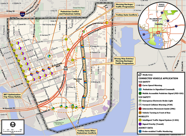Downtown Tampa V2X map