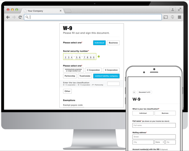 W9 form in HelloWorks