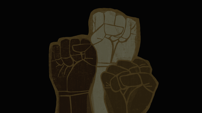 raised fists