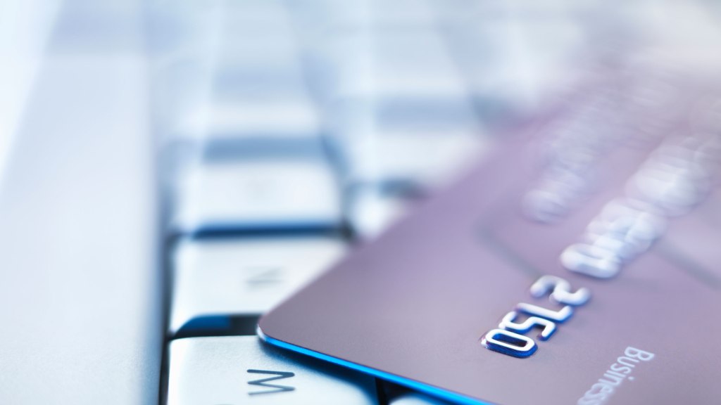 credit card on keyboard