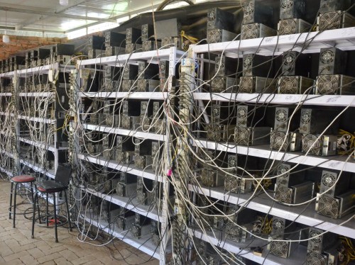 racks of servers connected with wires