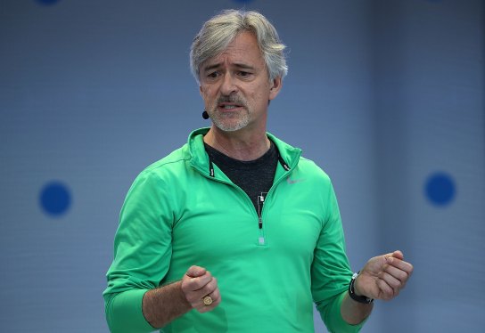 Waymo CEO John Krafcik speaks during the opening keynote address at Google I/O 2018