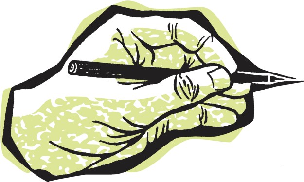 illustration of left hand holding a pen
