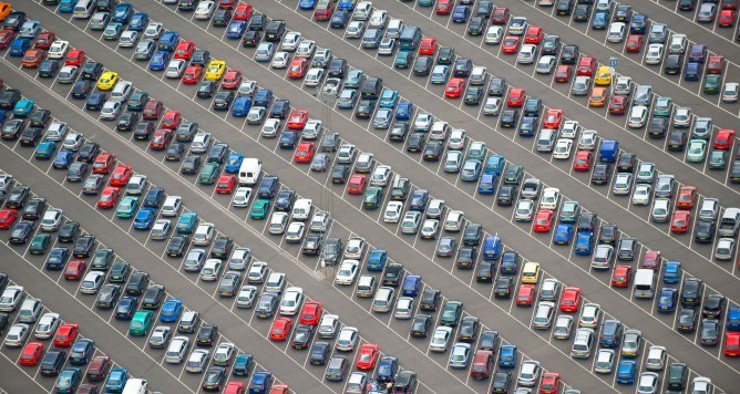 parking lot full of cars