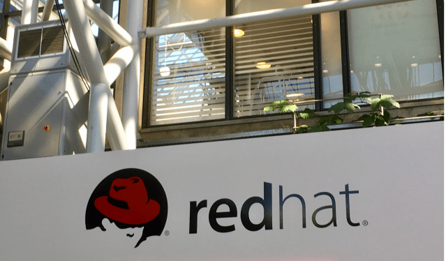 Red Hat logo on building
