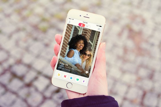 Tinder app running on iPhone