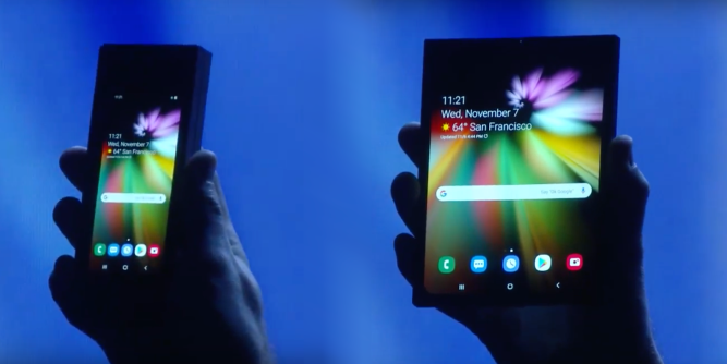 Samsungs folding phone prototype side by side