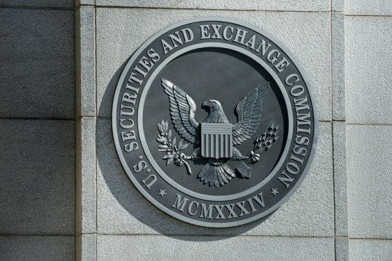 A view of the Securities and Exchange Commission sign on its headquarters in Washington, DC.