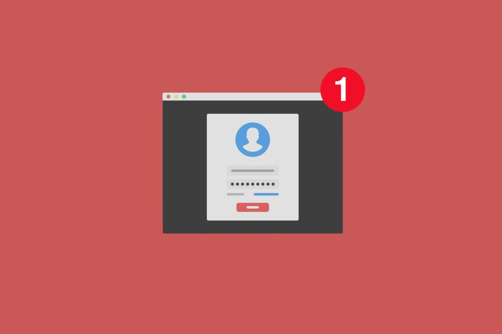 An illustration of a browser window using two-factor authentication on a red background