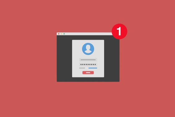 An illustration of a browser window using two-factor authentication on a red background