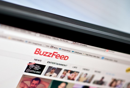 BuzzFeed logo displayed on computer screen