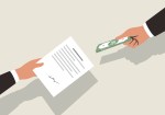 Get money for contract, vector illustration