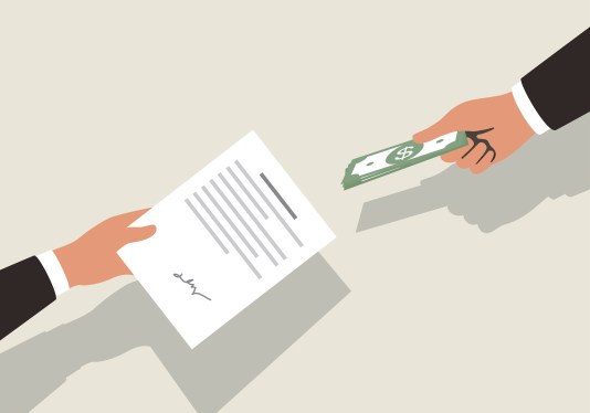 Get money for contract, vector illustration