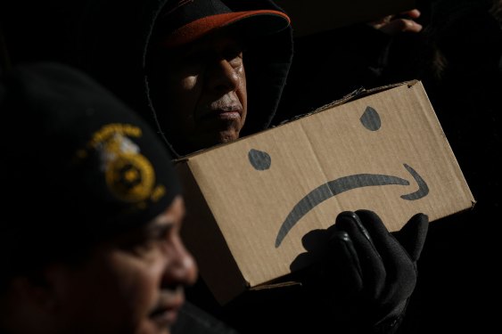 Anti-Amazon Protestors Rally At NYC City Hall Against Queens Second Headquarters
