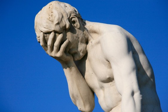 head in hands / tuileries facepalm
