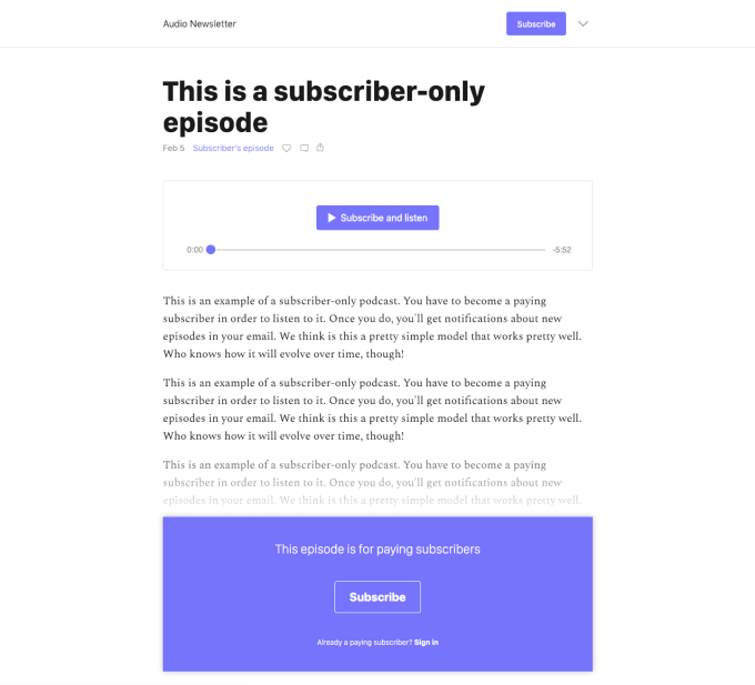 Substack audio