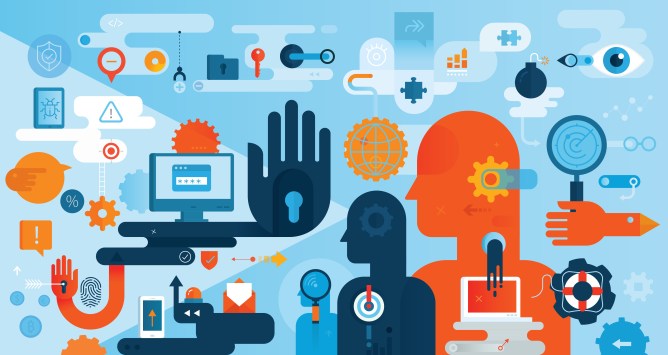 illustration depicting Information Technology Security Concept.