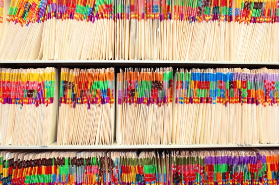 rows of medical records/folders