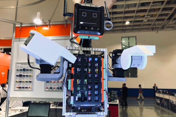 A robot built from Tibbits pre-programmed modules
