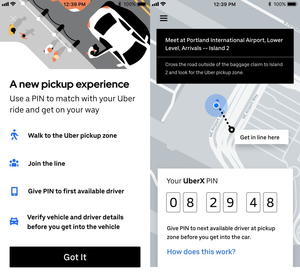 uber pin airport