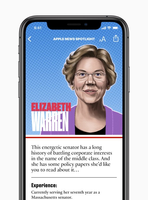 Apple News candidate guide Elizabeth Warren 062619