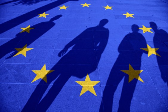 European Union flag painted on street