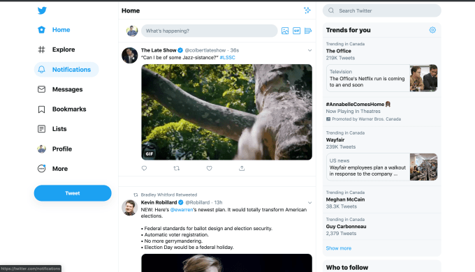 twitter desktop redesign test