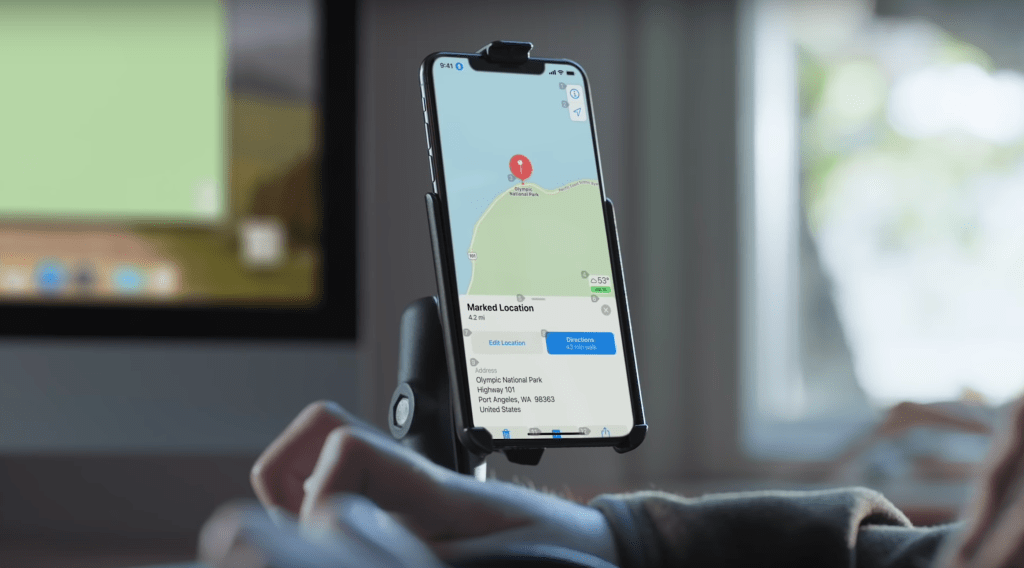 Image of a phone and map using Apple accessibility features
