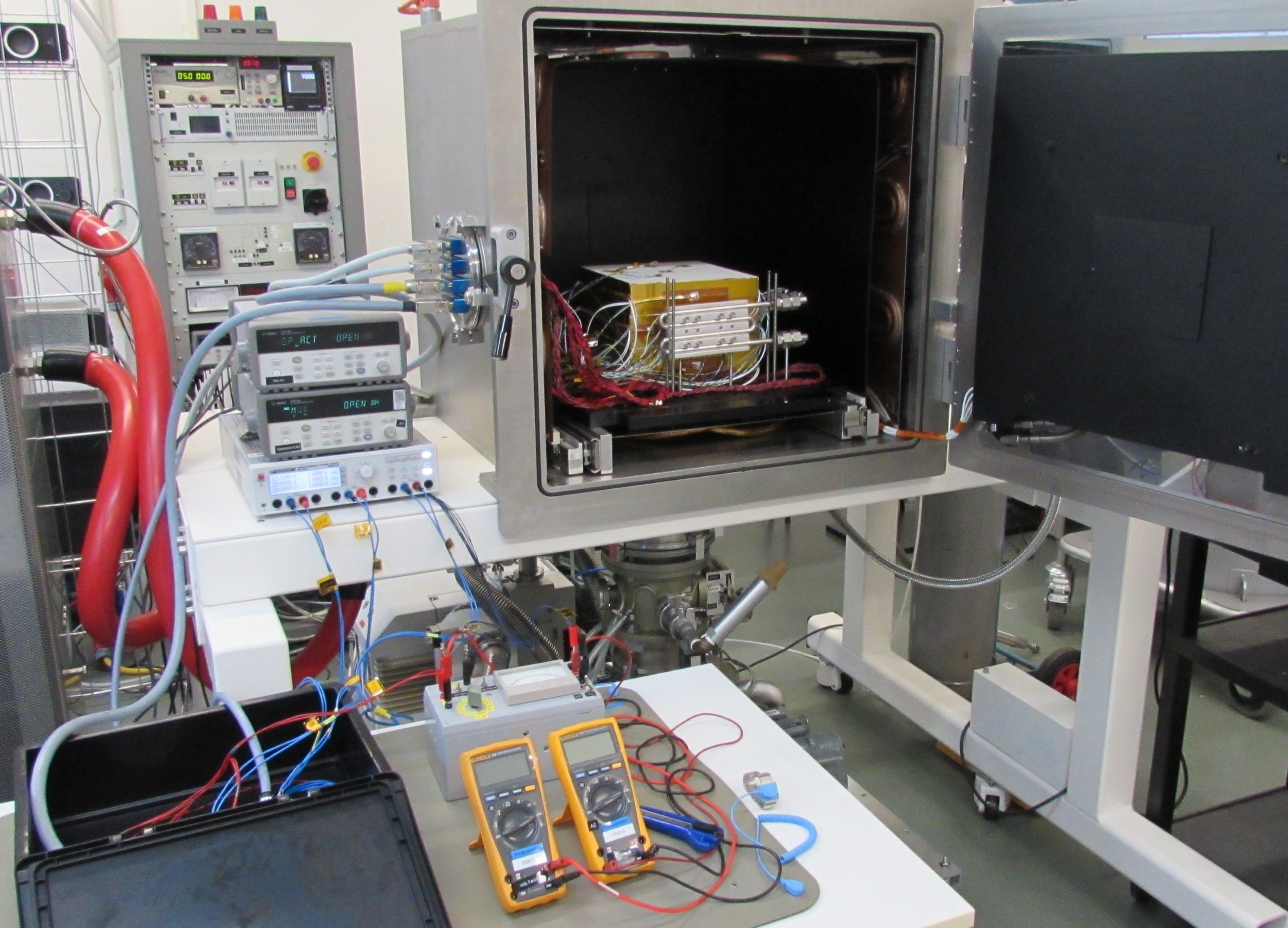 Artificial regolith brick in a vacuum chamber