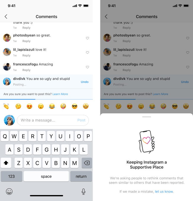 Instagram warning