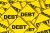 Array of "Debt" road signs