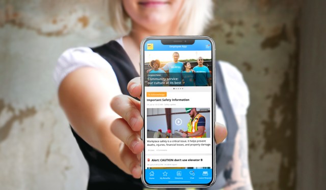 Staffbase product mobile home screen