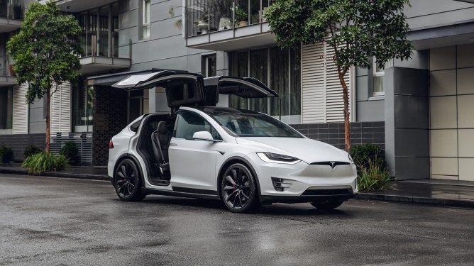 Tesla model X Parked City