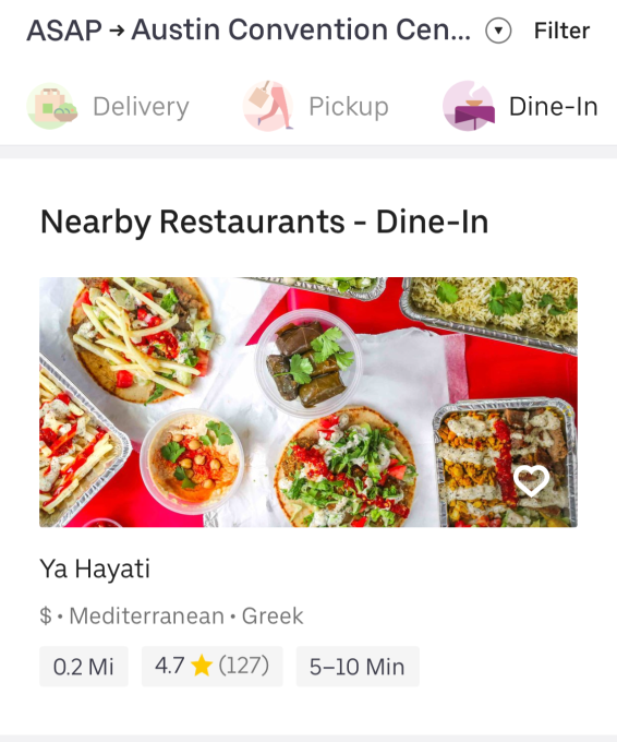 UberEats Dine In Option