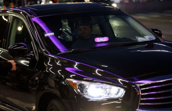 purple Lyft car