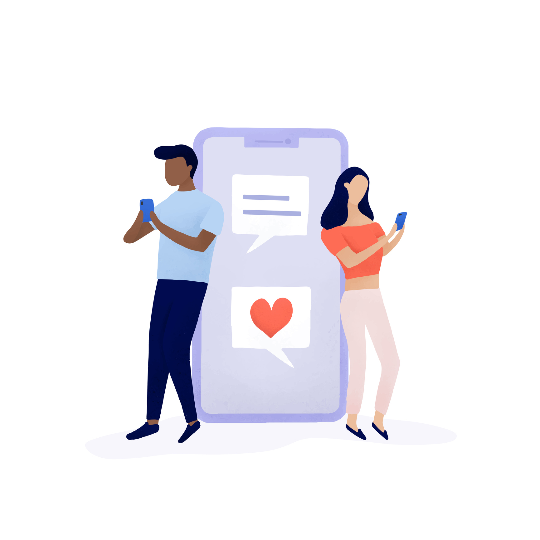 Couple chatting on social media vector GettyImages 1095244384