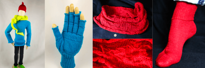 Items made with knitting software created by MIT researchers