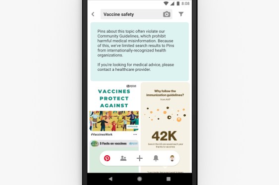 Pinterest vaccine search results